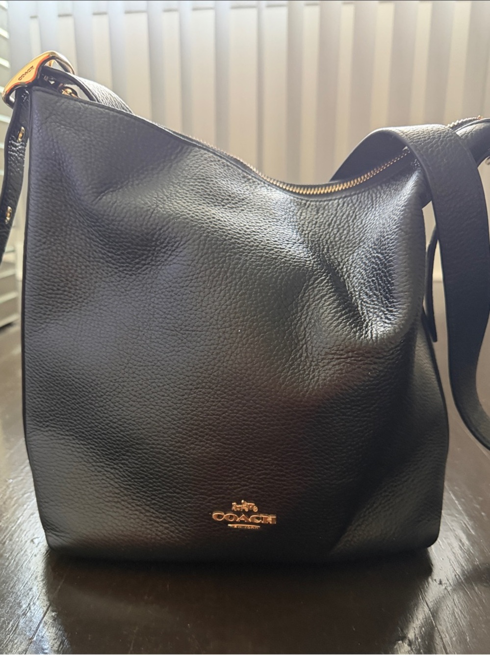 Coach Black Pebbled Leather Shoulder Bag with Gold Hardware - Picture 1 of 7